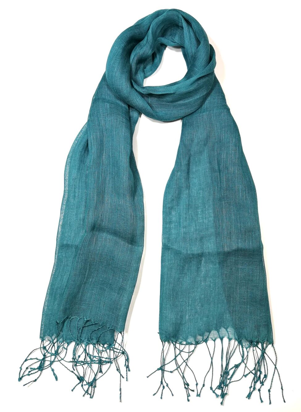 2871 Unisex 100% Linen Scarves and 71"x22" Teal Blue